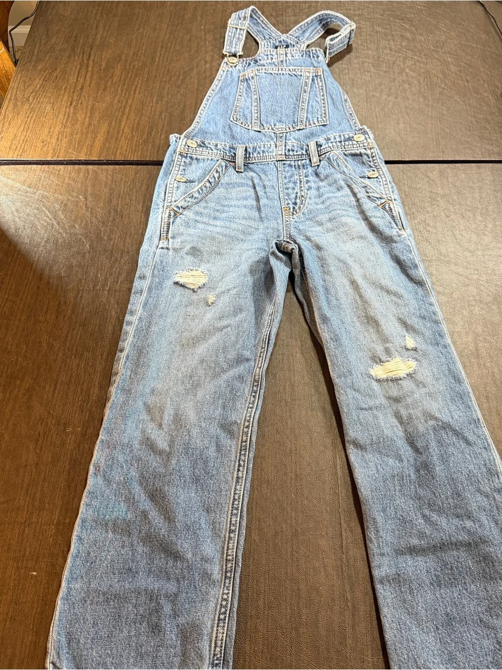 Gap Girls Light Wash Denim Overalls - Blue Sz M
